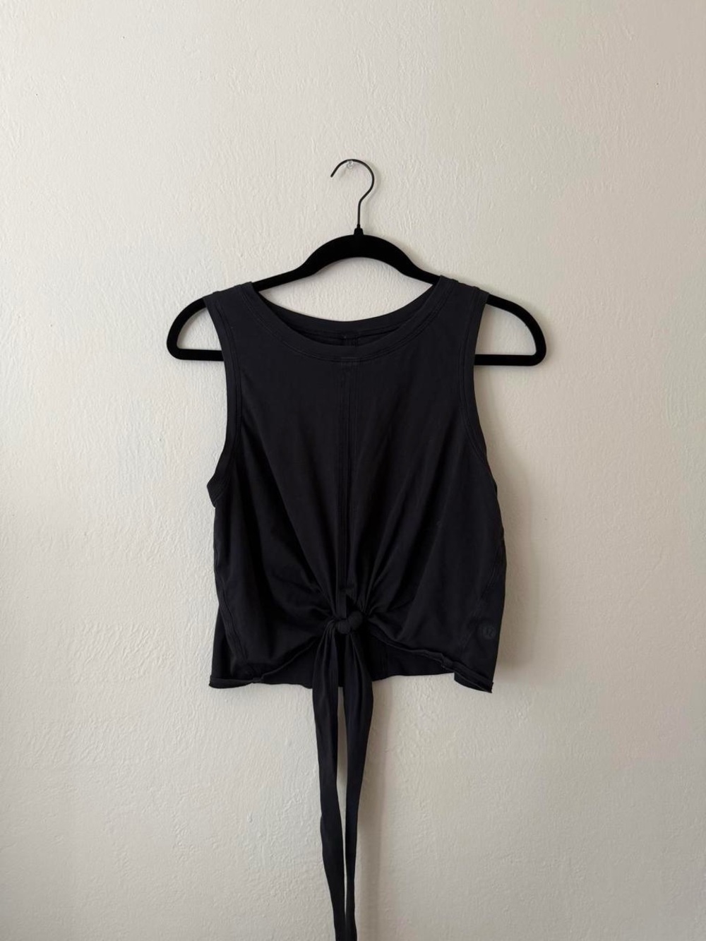 Black Tie-Front Women's Tank Top